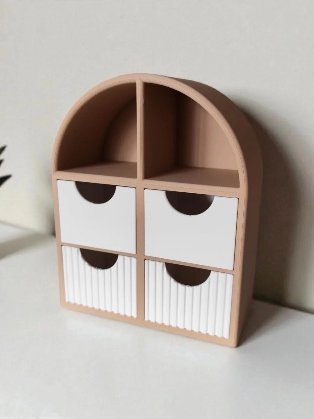 Beige and White 6-Compartment jewelry Organizer